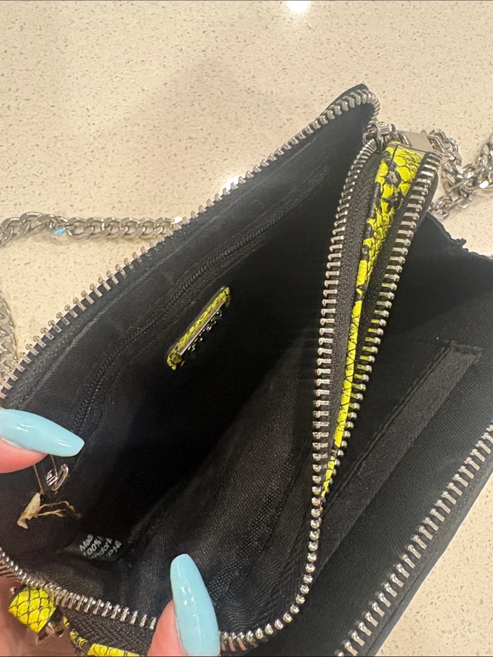 Guess Snake-Print Crossbody Bag with Silver Chain